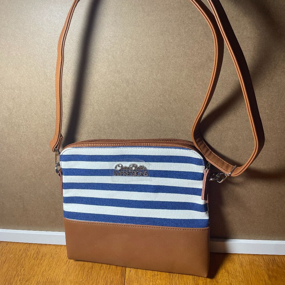 CoseBelle Impressions Blue Stripe Crossbody Bag